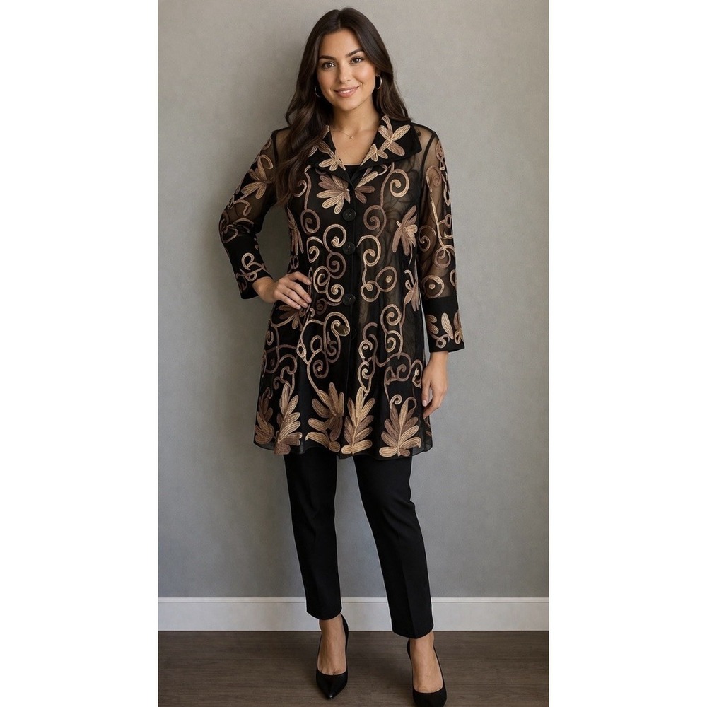 ORG $195‎ Parsley & Sage Sutache Mesh Button Down Cardigan Silver Combo Size:PM